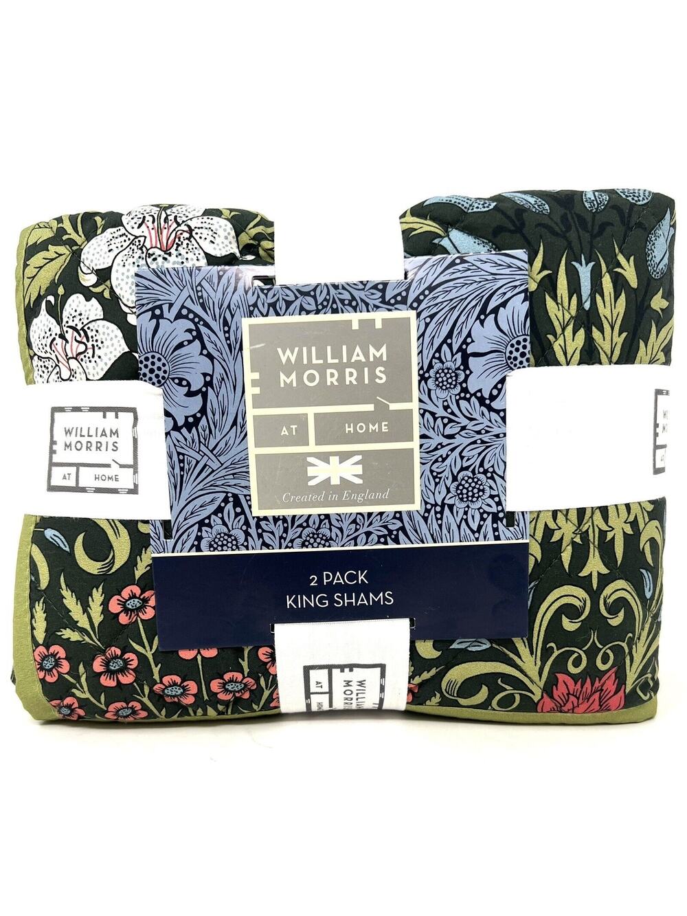 WILLIAM MORRIS GARDEN Forest KING Quilted Pillow Shams Set Pair Of 2